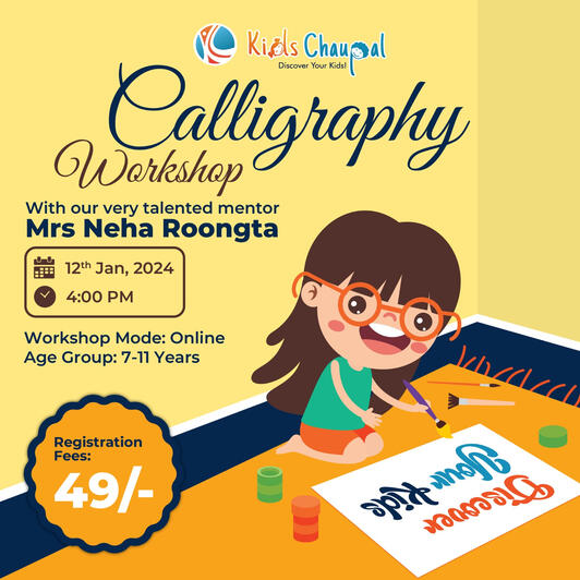 Kidschaupal calligraphy online workshop with kc mentor